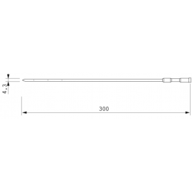 Aguja inyectora para METALQUIMIA 4.3x300mm, simple, punta redonda, 14 orificios